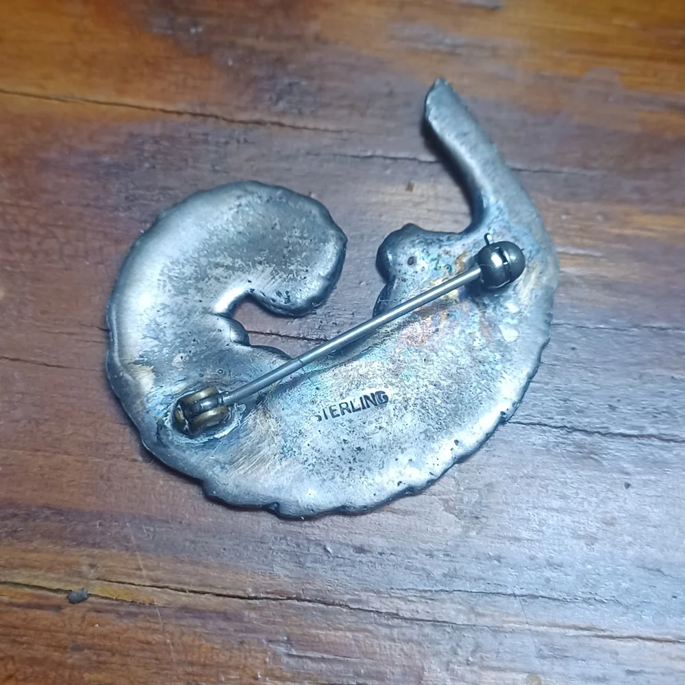 STERLING "Marked" Feather Brooch - Picture 4 of 4